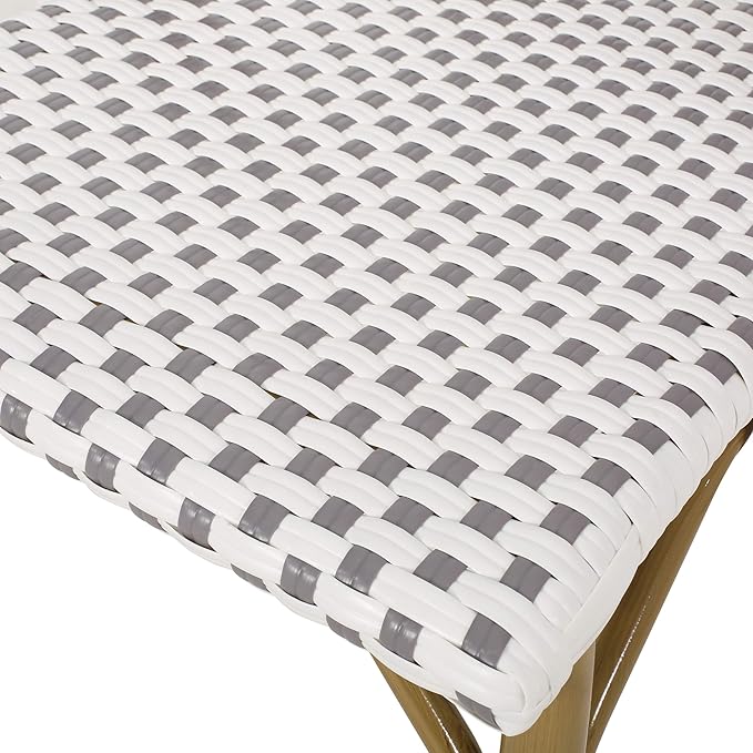 Christopher Knight Home Philomena Outdoor French Bistro Chair (Set of 4), Gray + White + Bamboo Print Finish - Photo 5