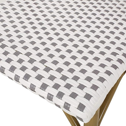 Christopher Knight Home Philomena Outdoor French Bistro Chair (Set of 4), Gray + White + Bamboo Print Finish
