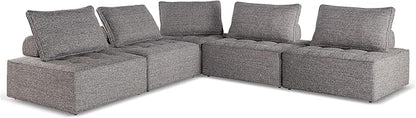 Signature Design by Ashley Bree Zee Symmetrical Modern 5-Piece Outdoor Modular Seating with Tufted Cushion, Gray