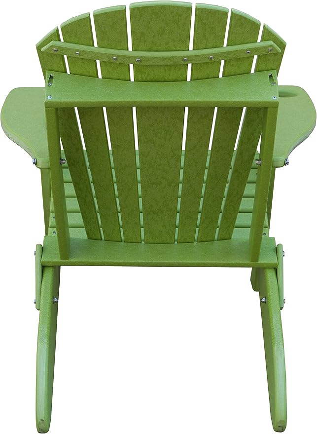 Furniture Barn USA Poly Folding Adirondack Chair with Smart Phone Holder, Tropical Lime Green