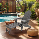 Ergonomic Adjustable Adirondack Chair with Ottoman Set of 2，Folding Adirondack Chair with 2 Cup Holder for - Photo 5