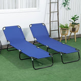 Outsunny 2 Piece Folding Chaise Lounge Pool Chairs, Outdoor Sun Tanning Chairs with 5-Level Reclining Back - Photo 9