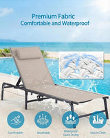 Foldable Chaise Lounge Chair with Cup Holder - Photo 5