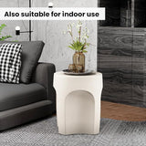 SUNBURY Outdoor Side Tables Set of 2, Concrete Accent End Table, Indoor Small Round Patio End Plant Stands Outside - Photo 9
