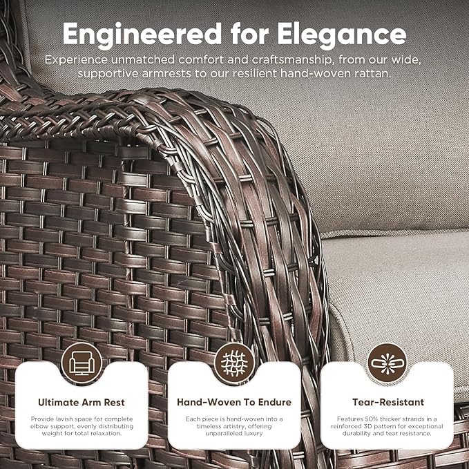Belord 4 Piece Patio Wicker Furniture Set, Outdoor Swivel Rocker Chairs - Photo 5