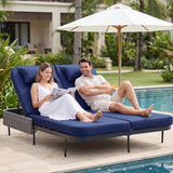 NICESOUL Double Chaise Lounge Outdoor, 51.2" Wide 2-Person Daybed with Independent Recline - Photo 3