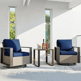 3 Piece Patio Chair Set, Outdoor Swivel Rocker Patio Chairs and Side Table, Metal Patio Furniture with Deep Seating - Photo 8