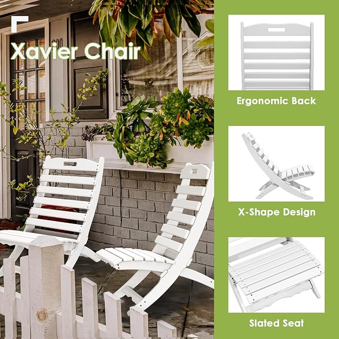 GREENVINES Folding-Xavier-Chairs Set of 4 | Wave | Portable Adirondack-Chair | HDPE Plastic | All Weather Fire-Pit Chair - Photo 3