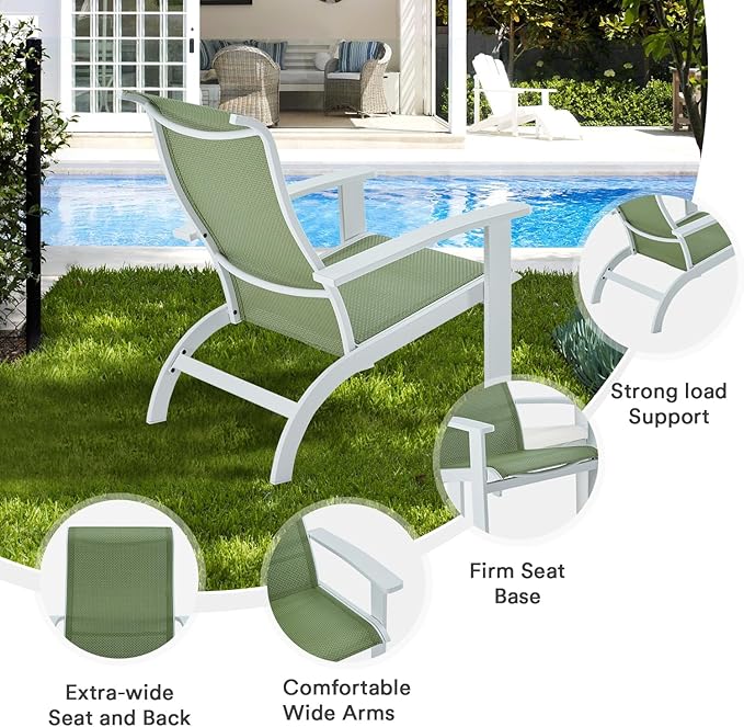 DIFY Patio Adirondack Chair,Outdoor Adirondack Chair Weather Resistant for Backyard,Pool Deck and Beach,Green