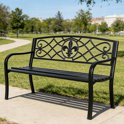 SHGJ&SOFT Outdoor Bench, Garden Bench, Outdoor Metal Frame Patio Park Bench,for Porch, Lawn,Garden,Yard (BK-01)