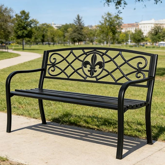 SHGJ&SOFT Outdoor Bench, Garden Bench, Outdoor Metal Frame Patio Park Bench,for Porch, Lawn,Garden,Yard (BK-01)