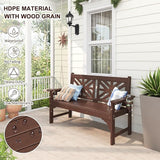 nalone Outdoor Bench with Cup Holders, HDPE All Weather Porch Bench Load up to 800 Lbs - Photo 4
