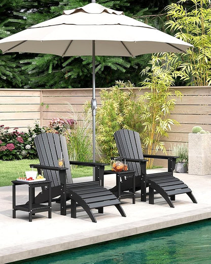 BRIOPAWS Adirondack-Chairs-Set of 4 | Black | Fire Pit Chair | Oversized | HDPE Plastic | All Weather | for Deck Outdoor Poolside Campfire