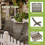 GREENVINES Folding Wave Chairs Set of 4 | Xavier | Portable Adirondack Chair | HDPE Wood Grain | All Weather - Photo 3