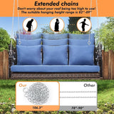 Heavy Duty 900 LBS Porch Swing Chair 3-Person Outdoor Rattan Patio Swing Lounge w/Cup-Holder & Steel Chains Wicker - Photo 5