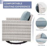 Outdoor Patio Swivel Rocker Chairs - 3 Piece Wicker Patio Furniture Bistro Swivel Rocking Chairs Set with Comfortable - Photo 5