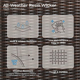 CHITA 2 Pieces Patio Wicker Furniture Set, Outdoor Rattan Bistro Set with Rocking Swivel Chair - Photo 5