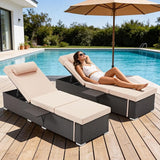 Outdoor Chaise Lounge with Adjustable Backrest Set of 2, 6-Position Reclining Lounger Pool Chair - Photo 1