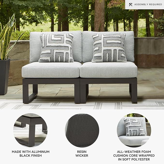 Signature Design by Ashley Beachloft Straight Coastal 2-Piece Outdoor Sectional with Removable Cushion - Photo 3