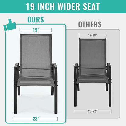 Yaheetech Set of 4 Patio Dining Chairs, Outdoor Stackable Patio Chairs with Backrest/Armrests, All Weather Chairs for Garden/Lawn/Porch/Backyard Pool, Gray