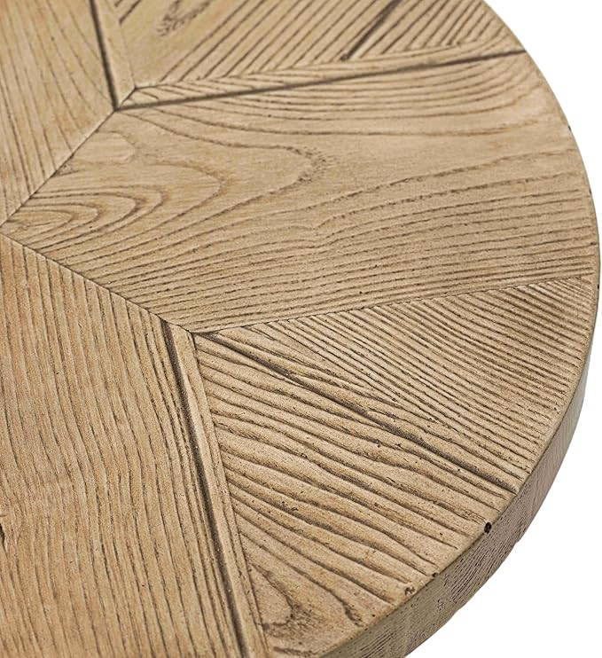 SUNBURY White Outdoor Side Table, 14" W Concrete Side Table Accent Table, Round Marble Drum Side Table - Photo 3