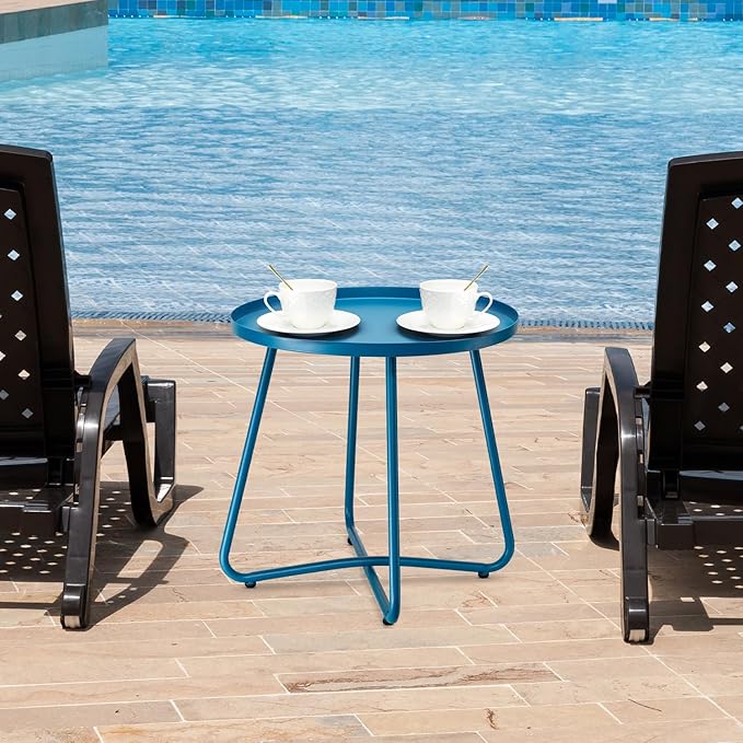 danpinera Outdoor Side Tables, Weather Resistant Steel Patio Side Table - Photo 7