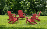 Folding Adirondack Chair, Wooden Textured Plastic Adirondack Chairs with 2 Cup Holder - Photo 8