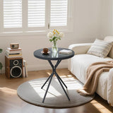 Outdoor Round Coffee Side Table, Tempered Glass Tabletop, All-Weather Bistro Table, Suitable for Terraces, Gardens - Photo 2