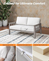 Outdoor Aluminum Loveseat Sofa, 2-Seat Patio Sofa with Thick Cushions, Outdoor Club Sofa Couch - Photo 8