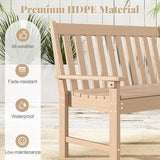 RELAX4LIFE 2-Person Patio Outdoor Bench - 52’’ All-Weather HDPE Garden Bench with Armrests & Slatted Backrest - Photo 5