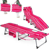 Goplus Tanning Chair with Face Arm Holes, Portable Sunbathing Chair w/4-Level Backrest, Head Pillow - Photo 1