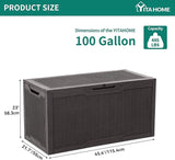 YITAHOME 100 Gallon Large Resin Deck Box Outdoor Storage Boxes for Patio Furniture, Outdoor Cushions - Photo 6