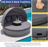 HAPPYGRILL Rattan Daybed with Canopy, Outdoor Wicker Round Daybed Patio Seating with Cushions & Adjustable Side Table - Photo 5