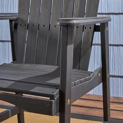 Great Deal Furniture Easter Outdoor Weather Resistant Acacia Wood Adirondack Dining Chairs (Set of 2), Dark Gray Finish, (308991)