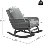 Outdoor Wooden Rocking Chair, Patio Rocking Chair with Soft Cushions & Wood Leg - Photo 2