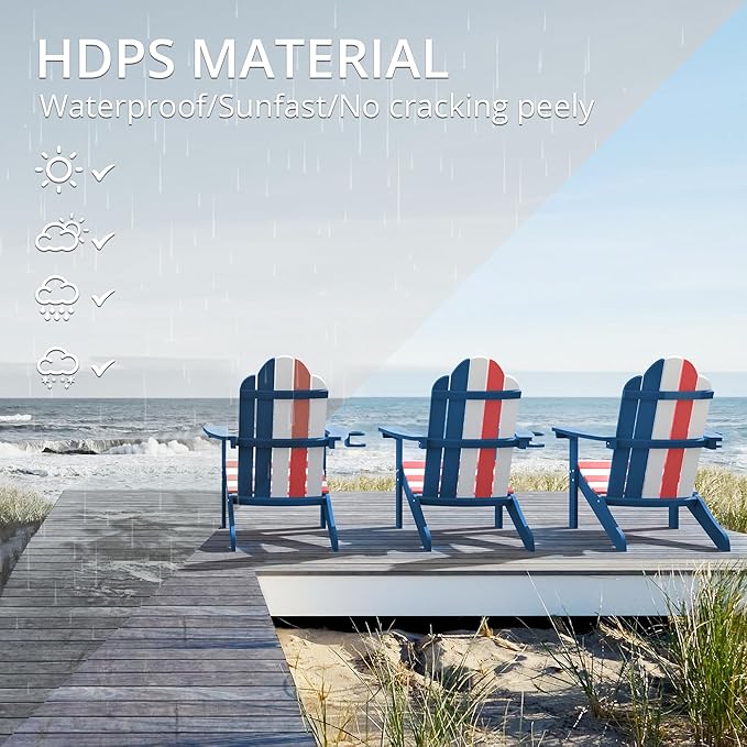 LUE BONA HDPS Adirondack Chairs Set of 6, Fire Pit Outdoor Chair Weather Resistant with Cup Holder - Photo 6
