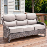 71'' Patio Couch Outdoor Wicker Sofa, Heavy Duty All-Weather Rattan 3-Seater Sofa with Deep Seating and Removable Cover - Photo 1