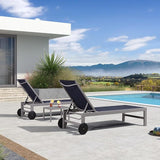 PURPLE LEAF Patio Chaise Lounge Set for 4 Outdoor Pool Lounge Chairs with Adjustable Backrest and Side Tables Aluminum - Photo 2