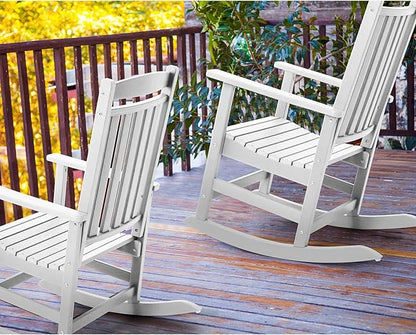 FUNBERRY Outdoor Rocking Chairs Set of 4, HDPE All Weather Poly Lumber Rocker, High Back Patio Rockers Easy Assembly