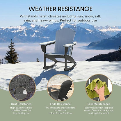 WestinTrends Malibu Outdoor Patio Porch Rocking Adirondack Chair (Set of 4), Gray
