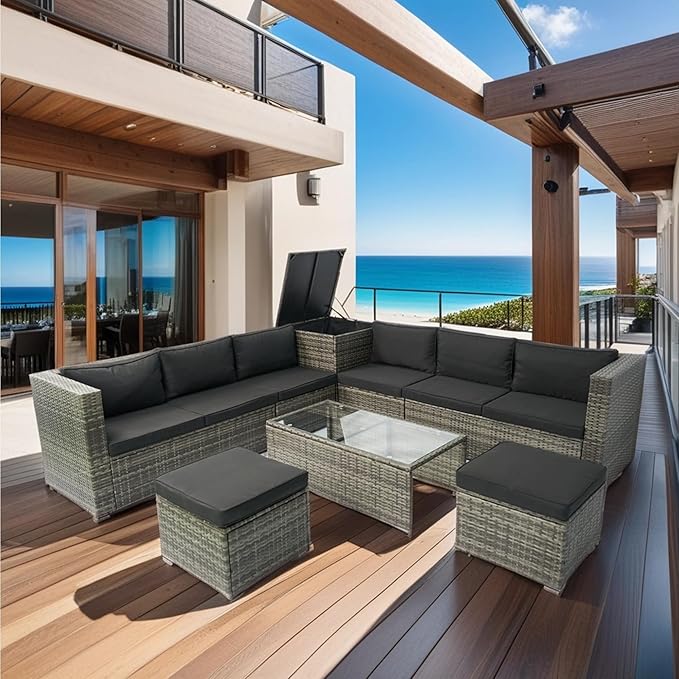 Quarte 8 Piece Patio Wicker Sectional Sofa Set - Photo 1