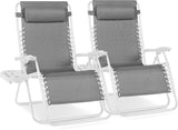Best Choice Products Set of 2 Extra Wide Adjustable Steel Mesh Zero Gravity Lounge Chair Recliners w/Pillows and Cup - Photo 1