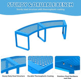 Heavy Duty Outdoor Curved Fire Pit Bench, Metal Outside Park Bench, Steel Backless Loveseat - Photo 4