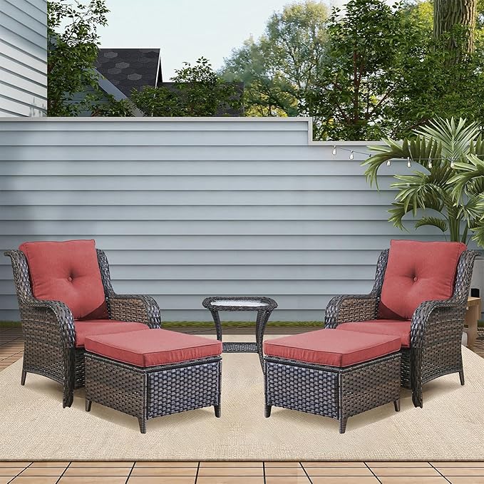 Rilyson Outdoor Patio Furniture Chairs Set - 4 Piece Wicker Rattan Patio Sectional Conversation Sets with 2 Chairs and - Photo 6