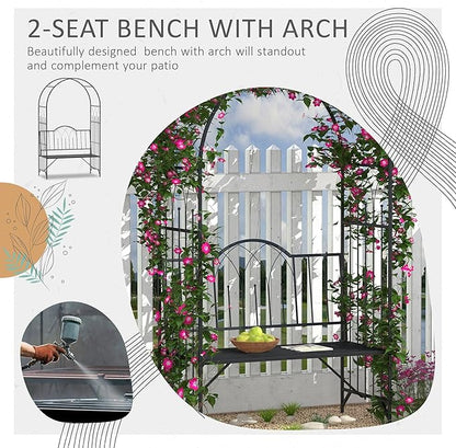 Metal Garden Arbor Bench with Two-Trellis Design