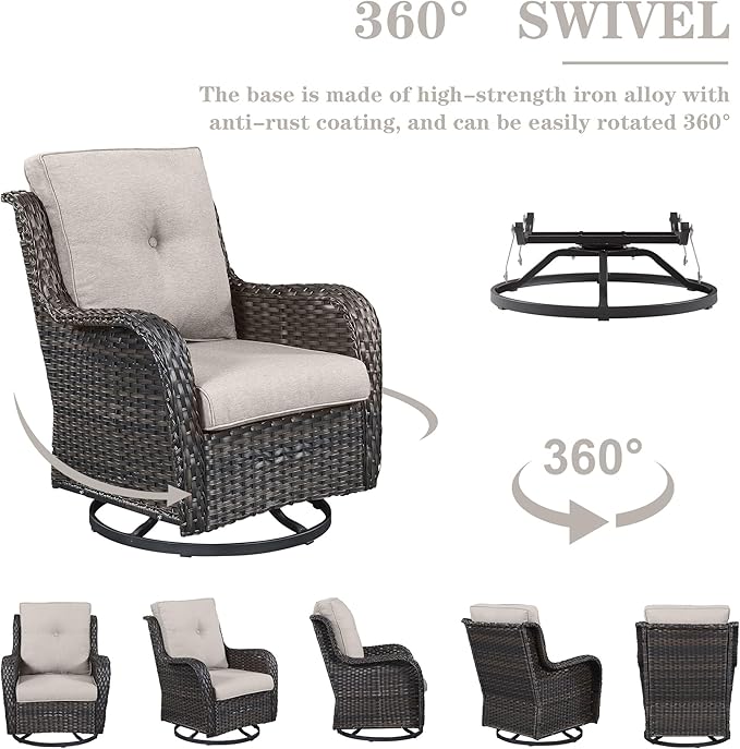 Belord Wicker Outdoor Furniture Patio Furniture Set - 6 Piece Patio Conversation Set with Swivel Rocker Chairs - Photo 5