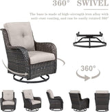 Belord Wicker Outdoor Furniture Patio Furniture Set - 6 Piece Patio Conversation Set with Swivel Rocker Chairs - Photo 5