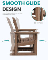 SERWALL Outdoor Glider Chair Set of 4, HDPE Wood-Like Patio Glider Rocker All-Weather Porch Glider for Outside, Brown - Photo 5