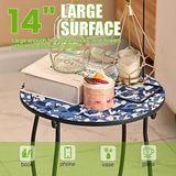 Patio Side Tables, 14"" Indoor Outdoor Metal Side Table for Poolside Bistro Balcony Yard Porch Bedside - Photo 6