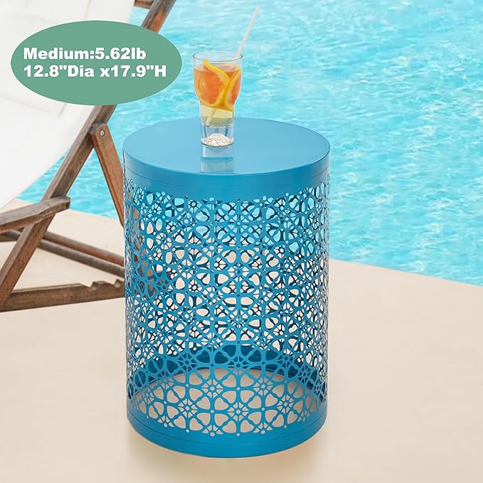 Y&M Set of 3 Blue Round Nesting Tables, Multifunctional Coffee Table End Table, Side Table for Indoor - Photo 4